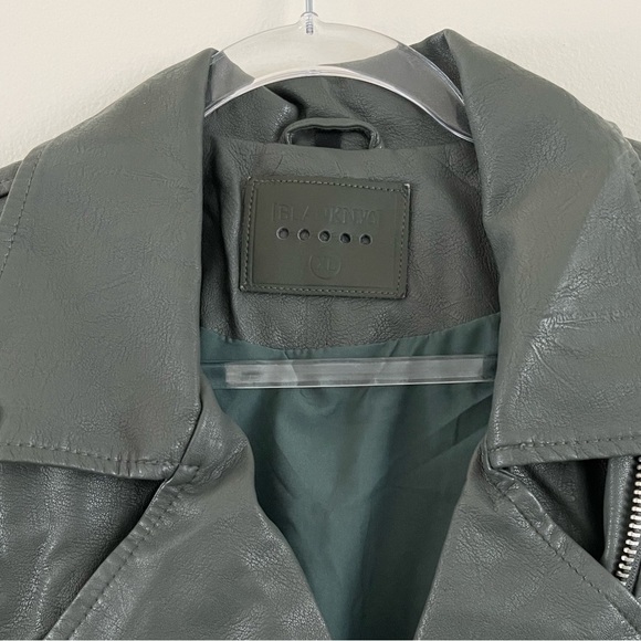 BlankNYC | Faux Vegan Leather Biker Jacket | Dark Grey/Green | Women’s XL - Picture 2 of 5
